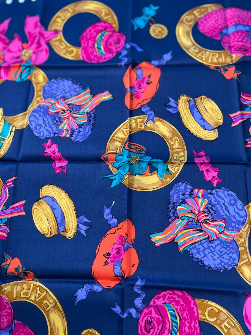 Céline Paris Cotton Scarf Colorful Hat Print - Picture 3 of 15